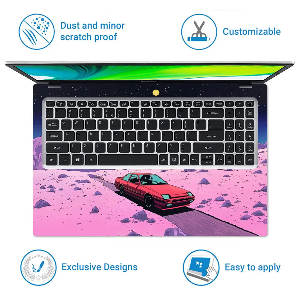 Starry Desert Adventure On Classic Car Laptop Skin - View 5