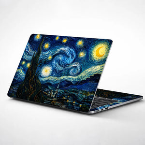 Starry Night Van Gogh Village Laptop Skin - View 1