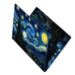 Starry Night Van Gogh Village Laptop Skin - View 2