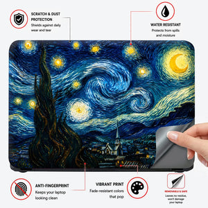 Starry Night Van Gogh Village Laptop Skin - View 4