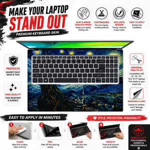 Starry Night Van Gogh Village Laptop Skin - View 5