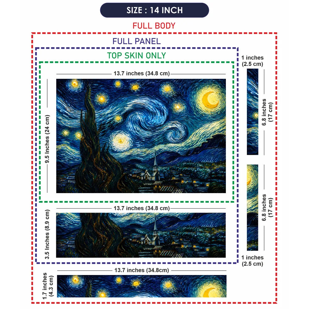 Starry Night Van Gogh Village Laptop Skin - View 7