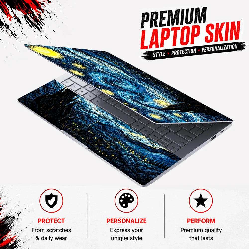 Starry Night Village Cypress Laptop Skin - View 3