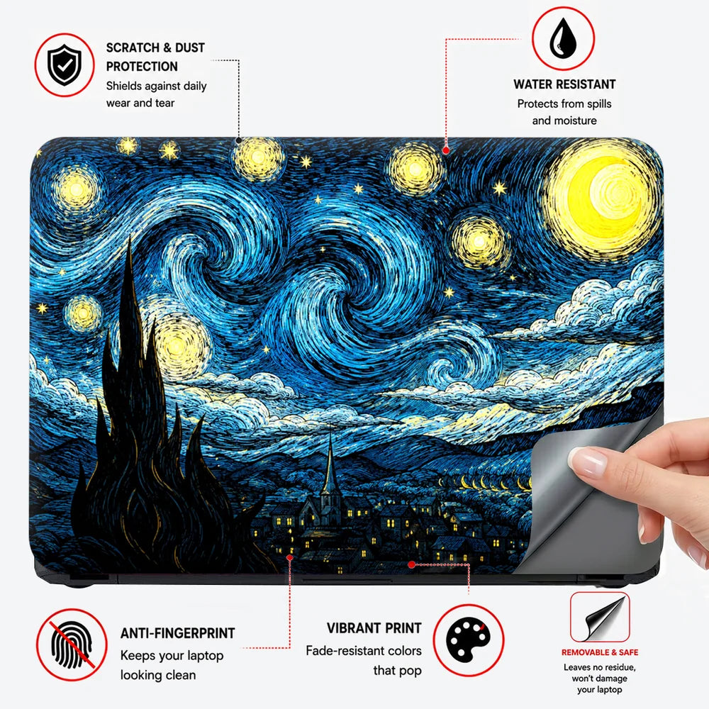 Starry Night Village Cypress Laptop Skin - View 4
