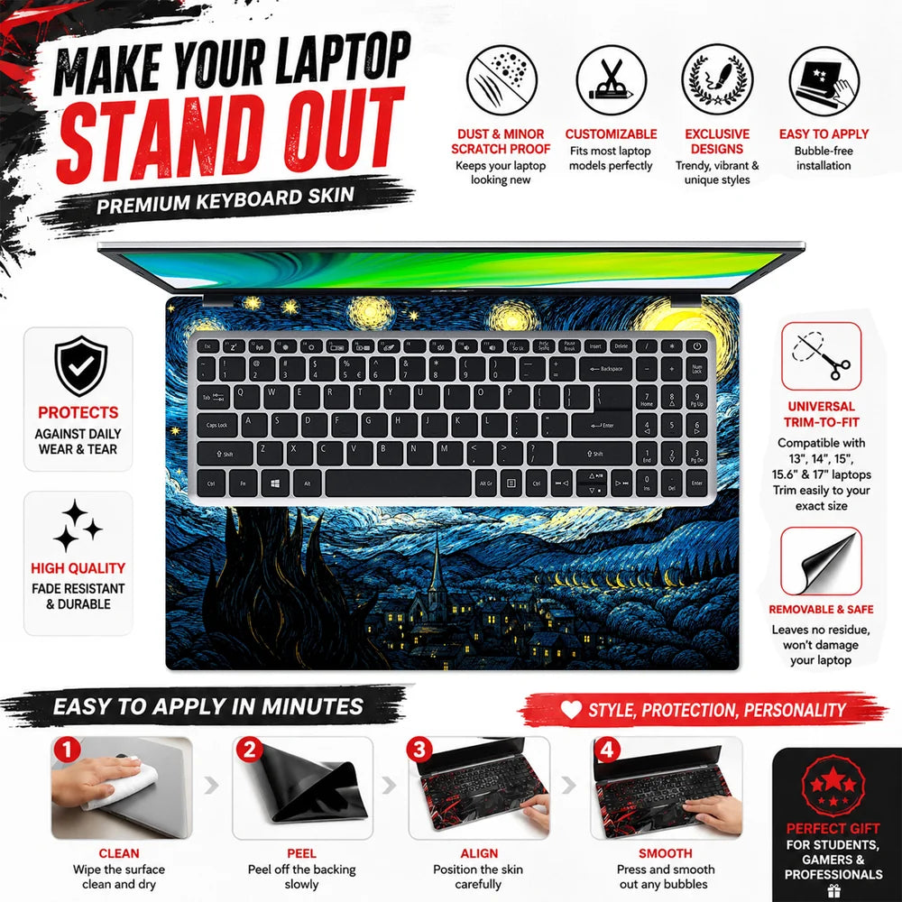 Starry Night Village Cypress Laptop Skin - View 5