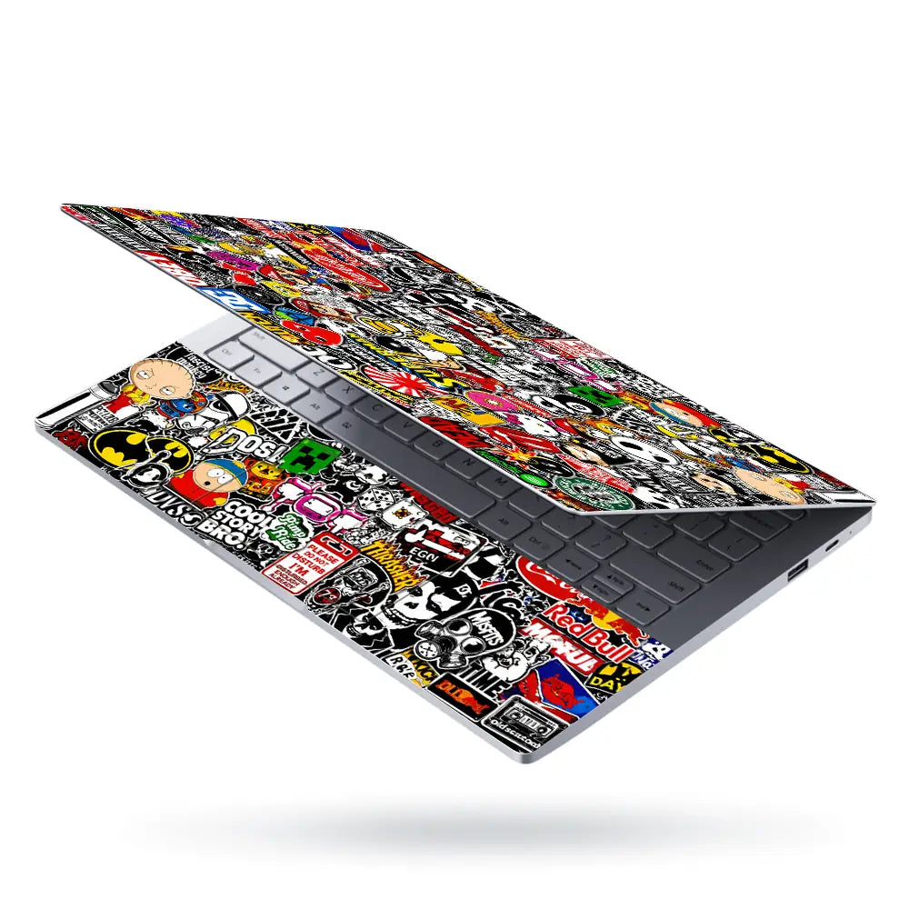 Sticker Bomb Pop Culture Collage Laptop Skin - View 3