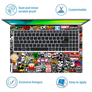 Sticker Bomb Pop Culture Collage Laptop Skin - View 5