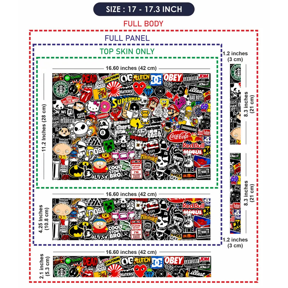 Sticker Bomb Pop Culture Collage Laptop Skin - View 9