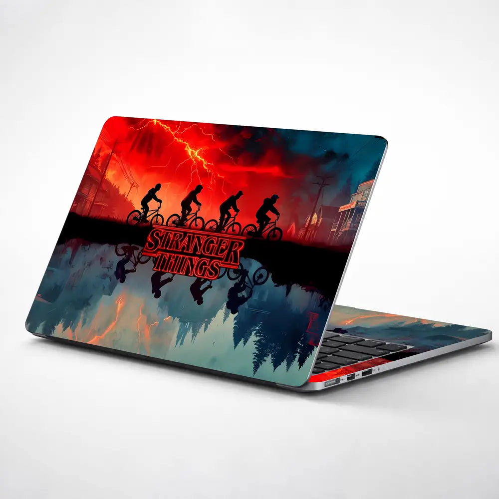 Stranger Things Bicycle Adventure Dark Mood Laptop Skin - View 1