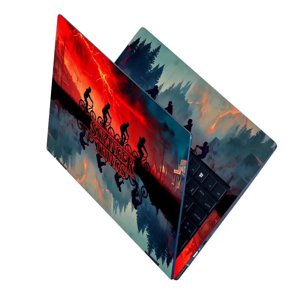 Stranger Things Bicycle Adventure Dark Mood Laptop Skin - View 2