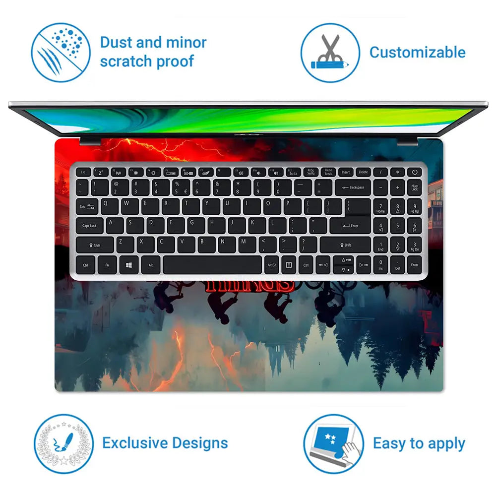 Stranger Things Bicycle Adventure Dark Mood Laptop Skin - View 5