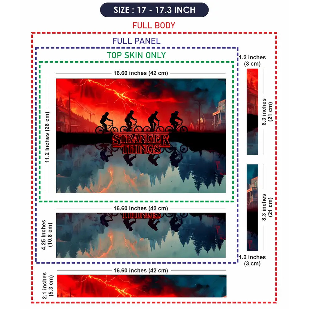 Stranger Things Bicycle Adventure Dark Mood Laptop Skin - View 9