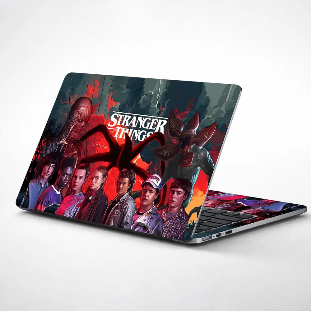 Stranger Things Dark Retro Poster Laptop Skin - View 1