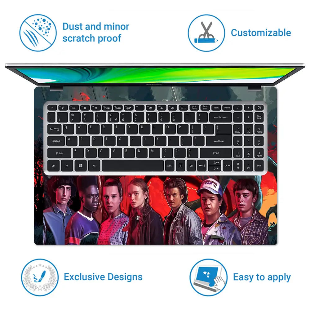 Stranger Things Dark Retro Poster Laptop Skin - View 5