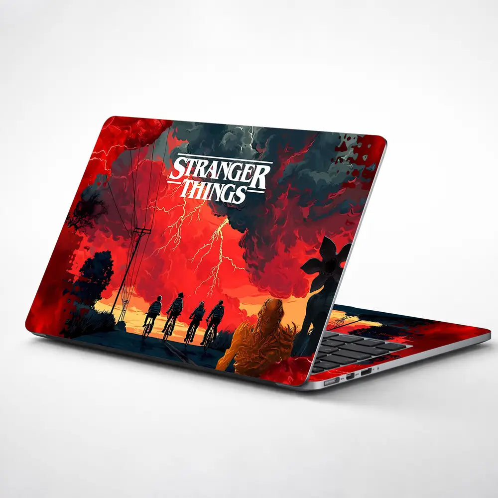 Stranger Things Retro Adventure Scene Laptop Skin - View 1