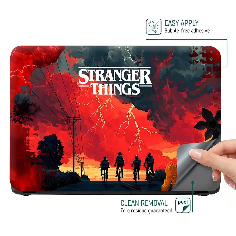 Stranger Things Retro Adventure Scene Laptop Skin - View 4