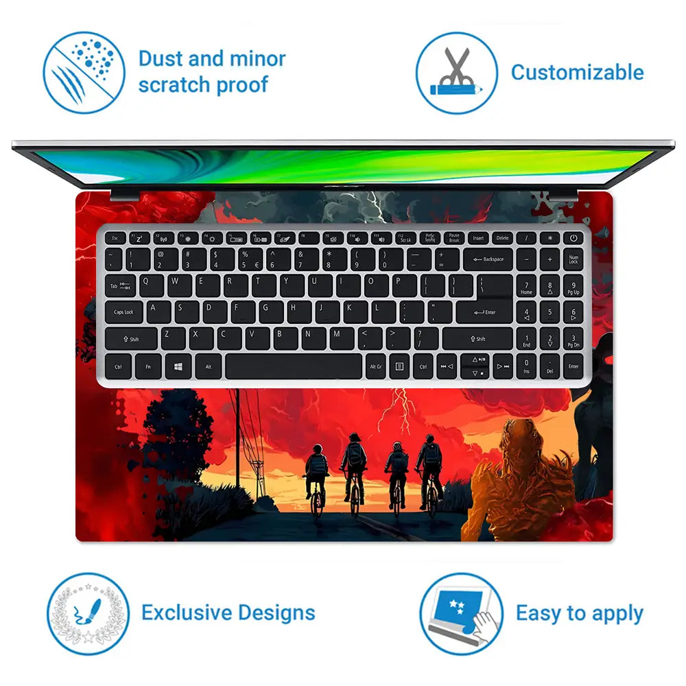 Stranger Things Retro Adventure Scene Laptop Skin - View 5