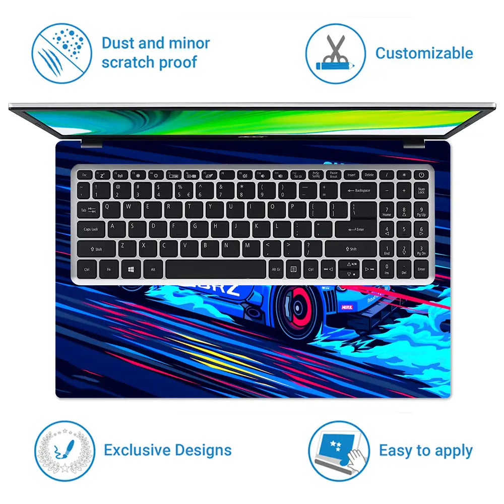 Subaru BRZ Blue Racing Laptop Skin - View 5
