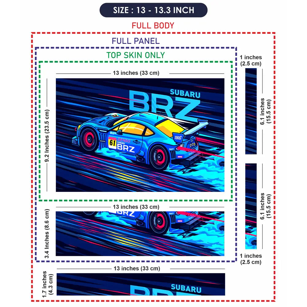 Subaru BRZ Blue Racing Laptop Skin - View 6