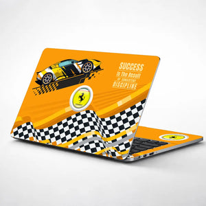 Success is the Result of Consistent Discipline Yellow Race Car Laptop Skin - View 1