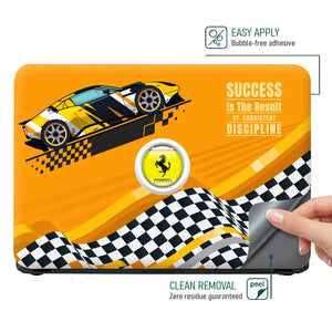 Success is the Result of Consistent Discipline Yellow Race Car Laptop Skin - View 4