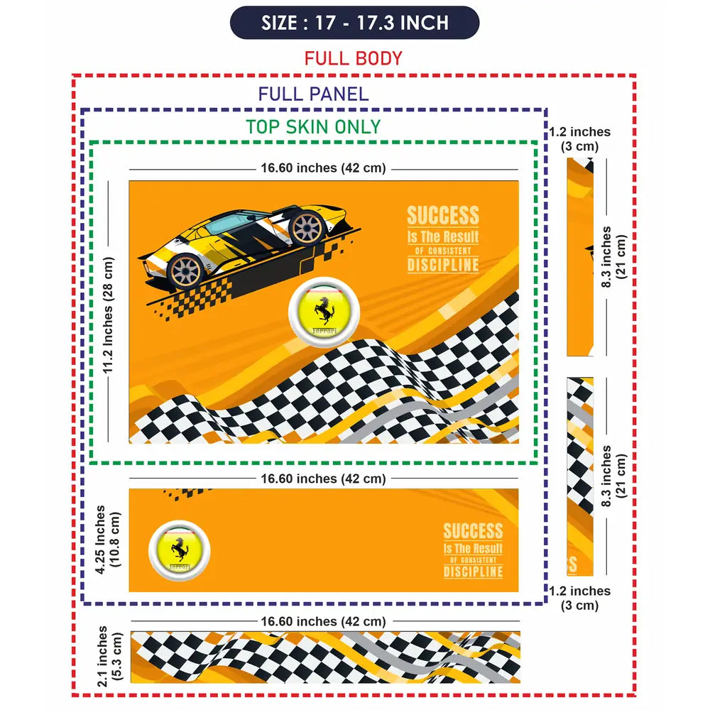 Success is the Result of Consistent Discipline Yellow Race Car Laptop Skin - View 9