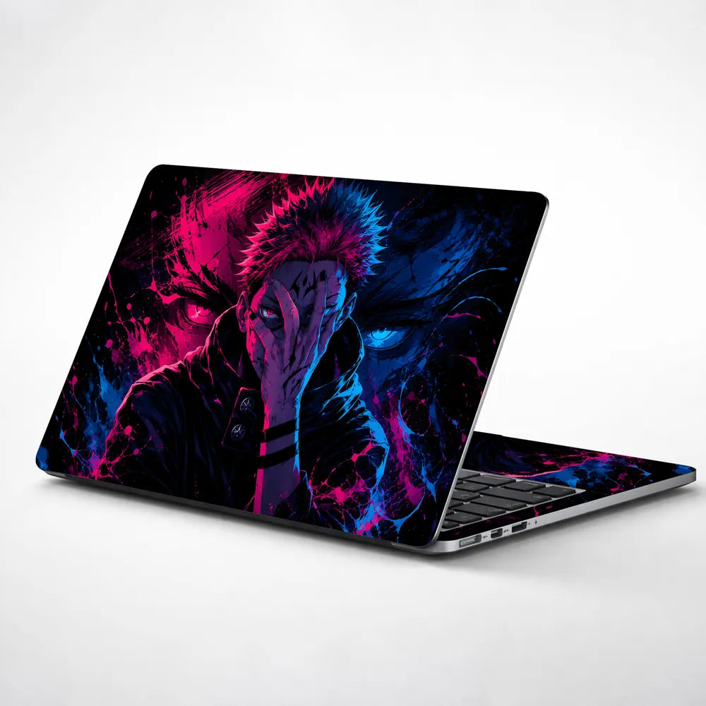 Sukuna Pink Blue Splash Laptop Skin - View 1