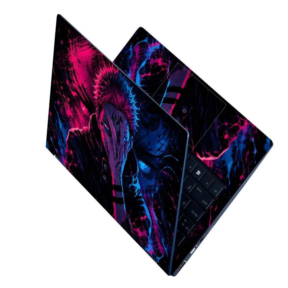 Sukuna Pink Blue Splash Laptop Skin - View 2