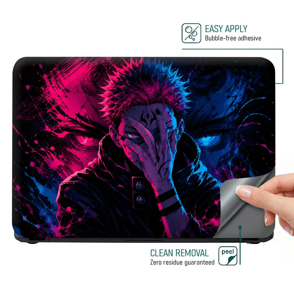 Sukuna Pink Blue Splash Laptop Skin - View 4