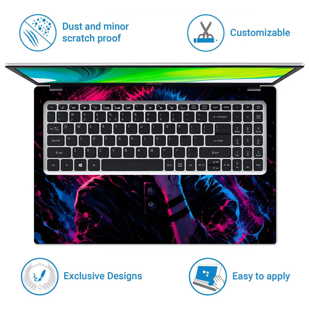 Sukuna Pink Blue Splash Laptop Skin - View 5