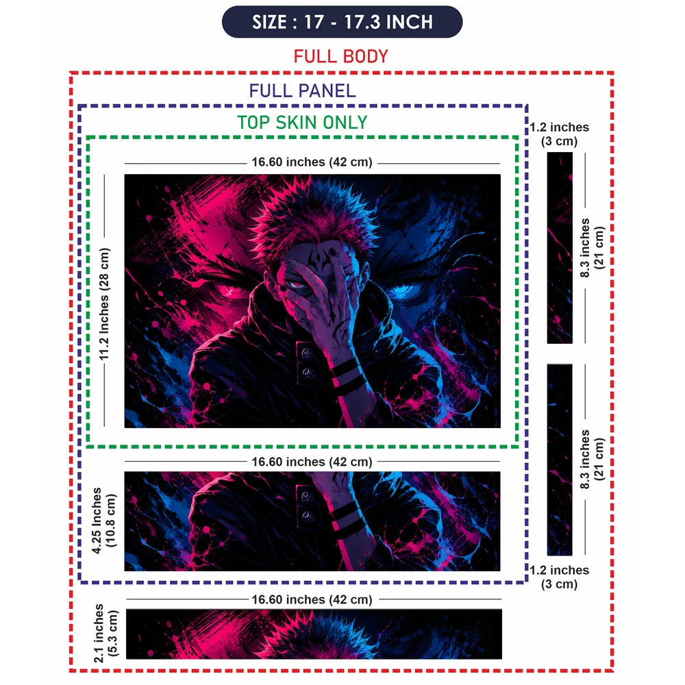Sukuna Pink Blue Splash Laptop Skin - View 9