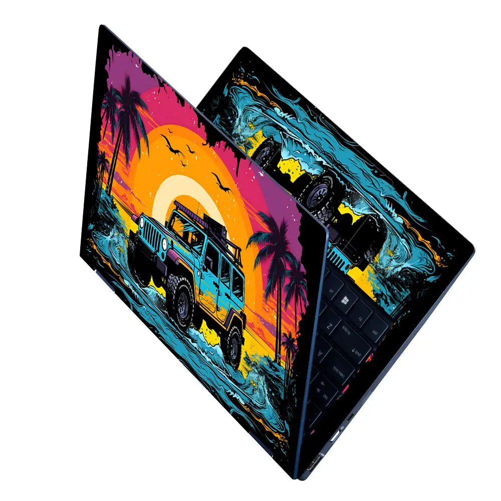 Sunset Adventure Jeep Laptop Skin - View 2