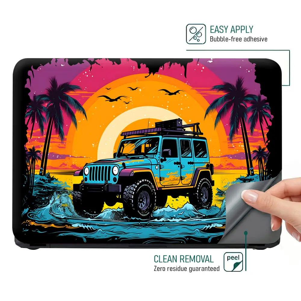 Sunset Adventure Jeep Laptop Skin - View 4