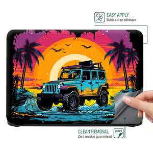 Sunset Adventure Jeep Laptop Skin - View 4
