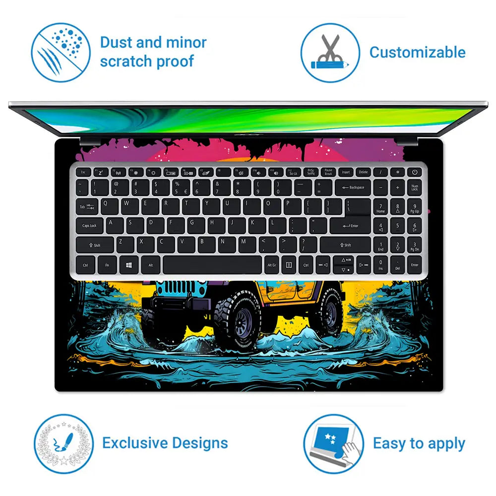 Sunset Adventure Jeep Laptop Skin - View 5