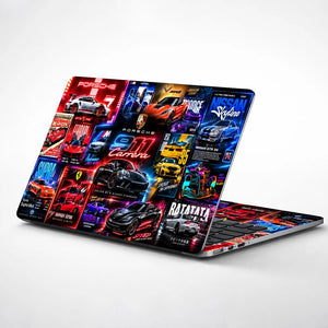 Supercar Neon Poster Collage Laptop Skin - View 1