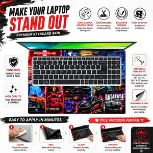 Supercar Neon Poster Collage Laptop Skin - View 5