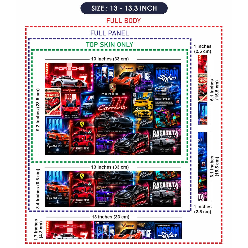 Supercar Neon Poster Collage Laptop Skin - View 6