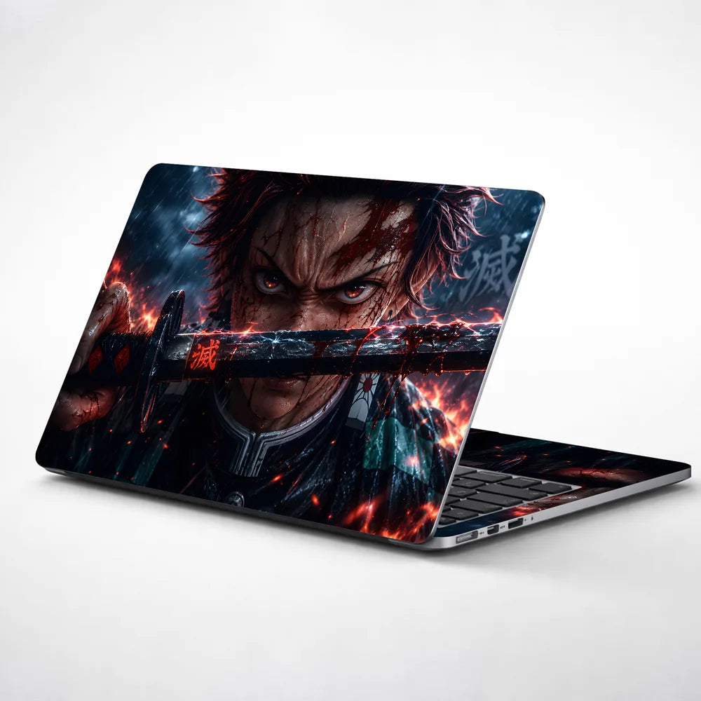 Tanjiro Bloody Sword Rain Laptop Skin - View 1