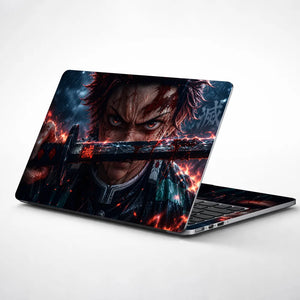 Tanjiro Bloody Sword Rain Laptop Skin - View 1