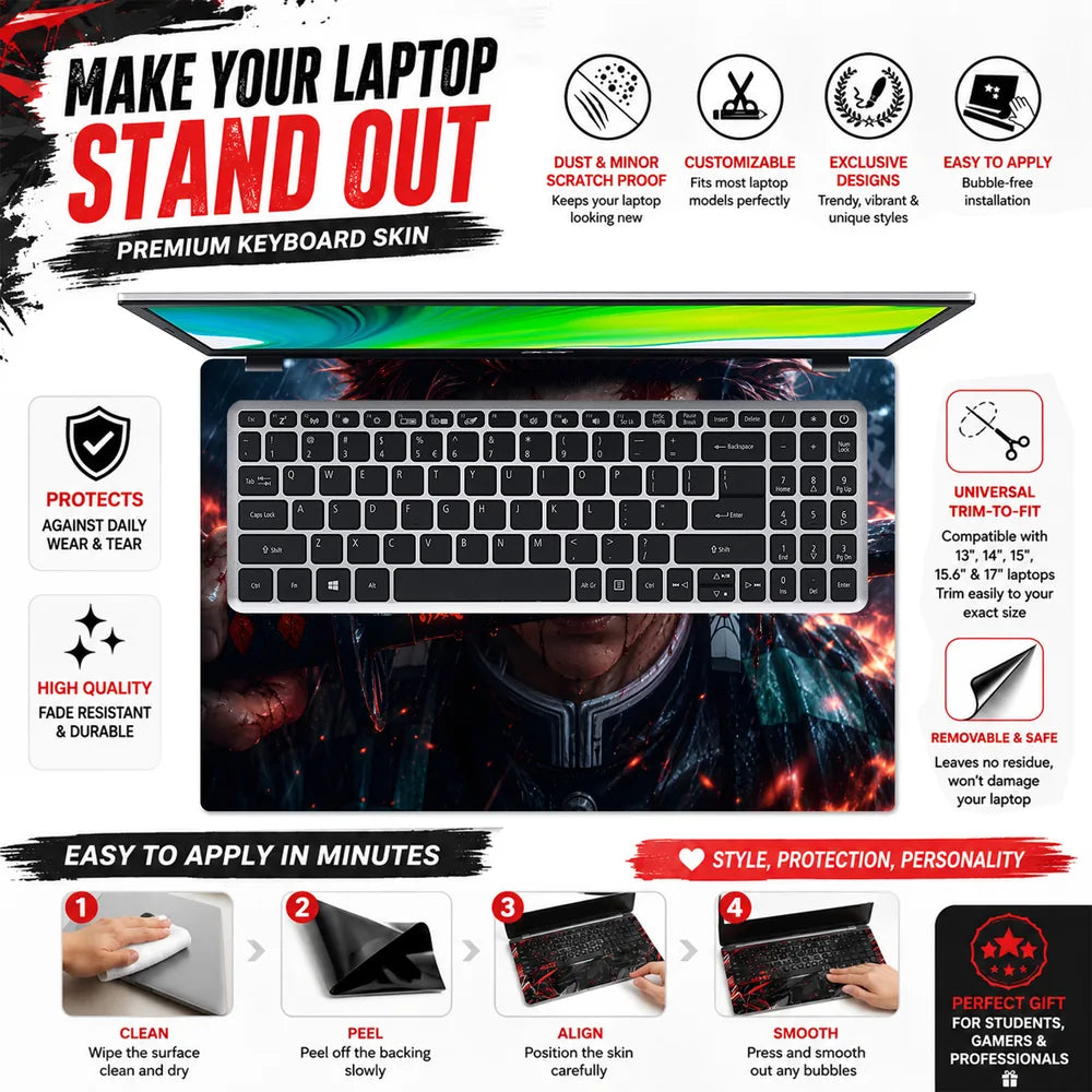 Tanjiro Bloody Sword Rain Laptop Skin - View 5