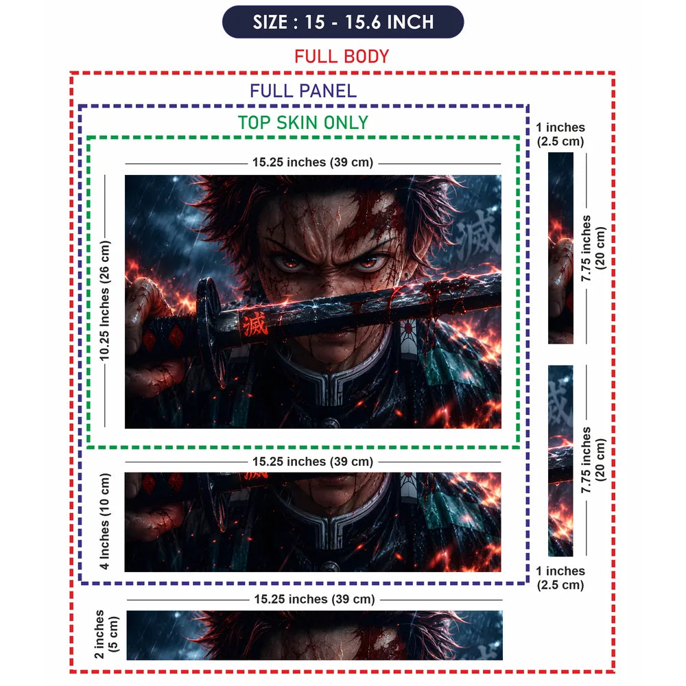 Tanjiro Bloody Sword Rain Laptop Skin - View 8