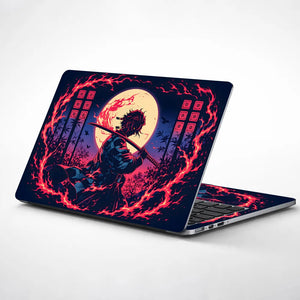Tanjiro Fire Ring Red Moon Laptop Skin - View 1