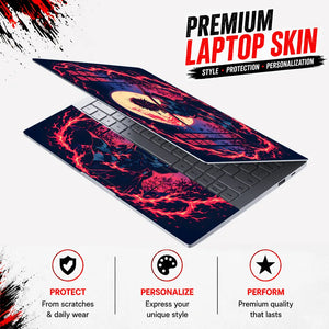 Tanjiro Fire Ring Red Moon Laptop Skin - View 3