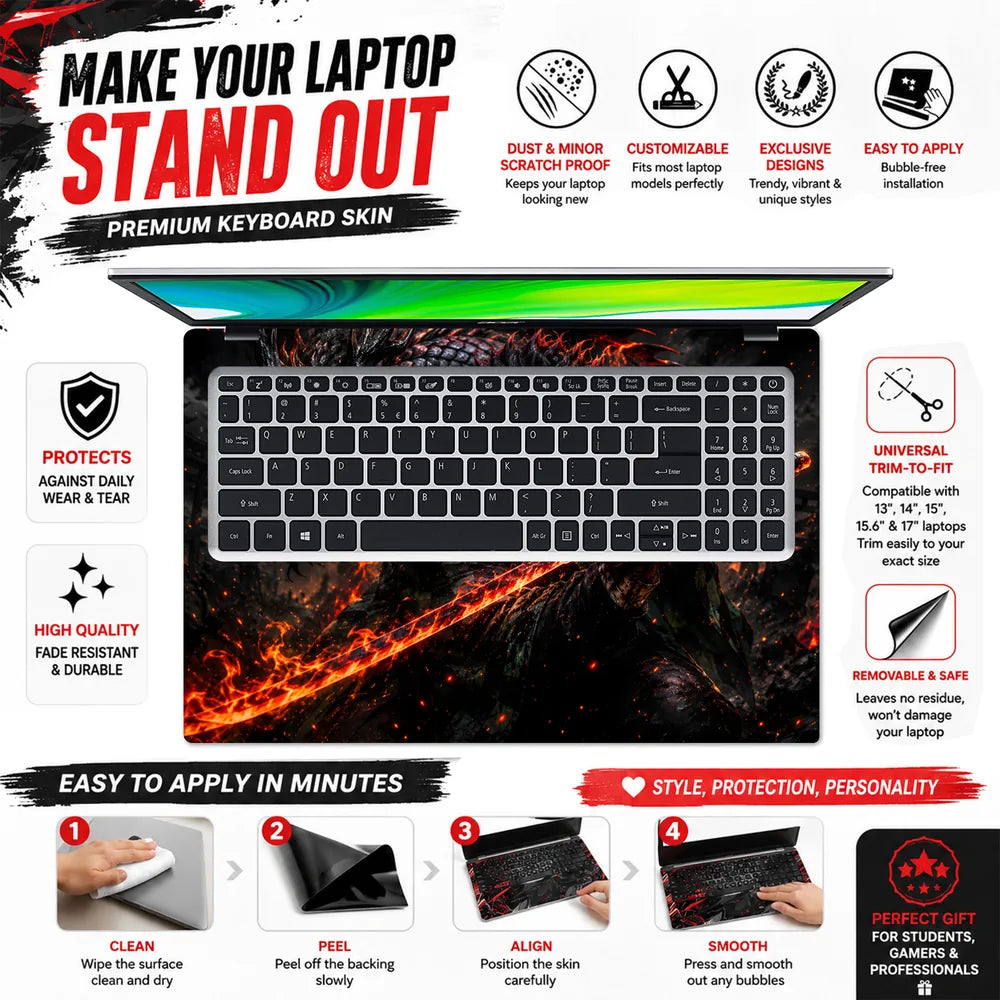 Tanjiro Fire Sword Dragon Laptop Skin - View 5