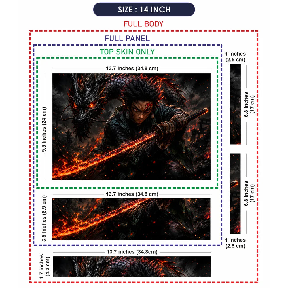 Tanjiro Fire Sword Dragon Laptop Skin - View 7