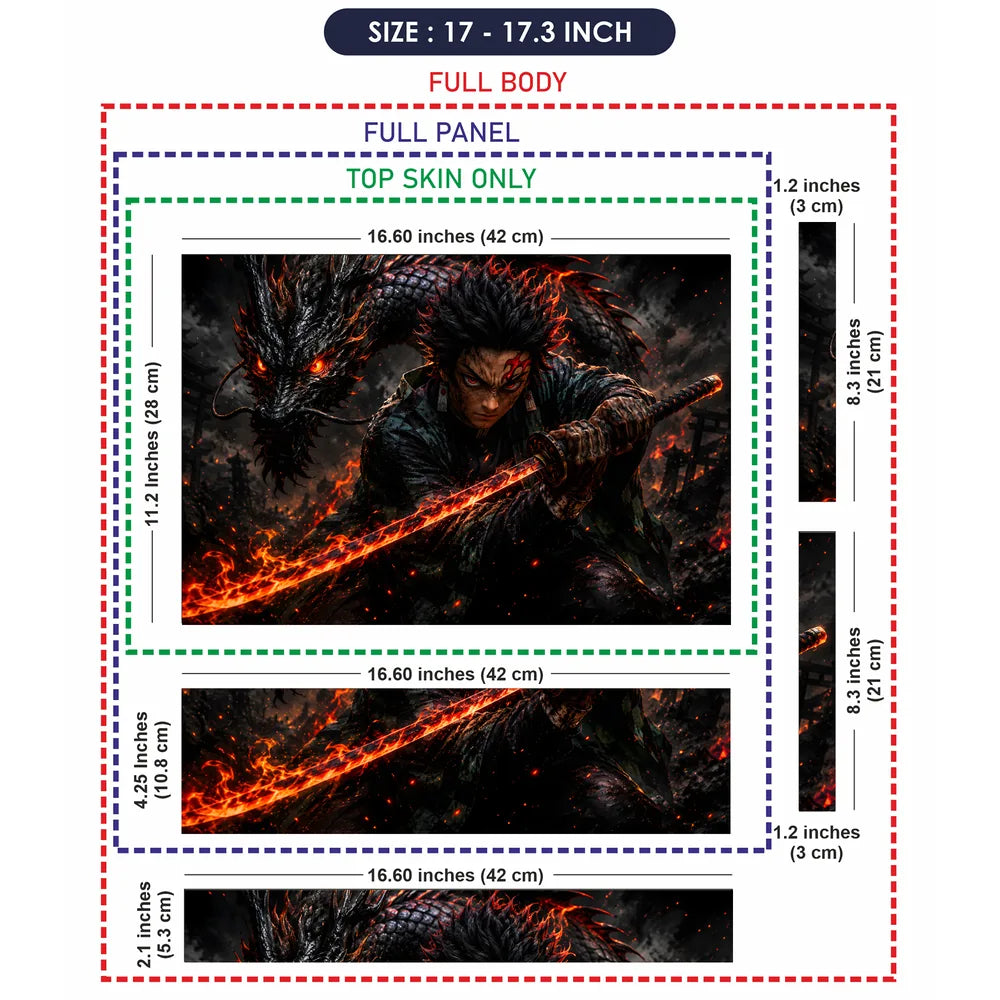 Tanjiro Fire Sword Dragon Laptop Skin - View 9