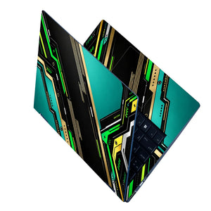 Teal Gold Circuit Diagonal Laptop Skin - View 2