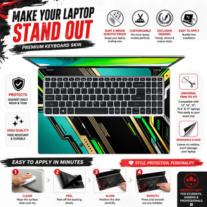 Teal Gold Circuit Diagonal Laptop Skin - View 5