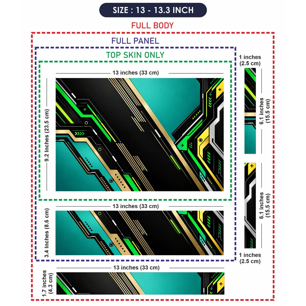 Teal Gold Circuit Diagonal Laptop Skin - View 6